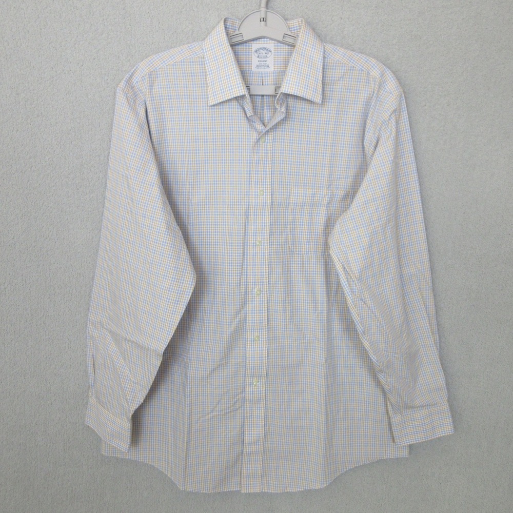 Brooks Brothers Regent Dress Shirt Mens 16 1/2-34 Long Sleeve Plaid Checkered